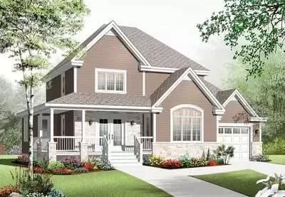 Country Home Plan with 3 Upstairs Bedrooms and a Wrap-Around Porch