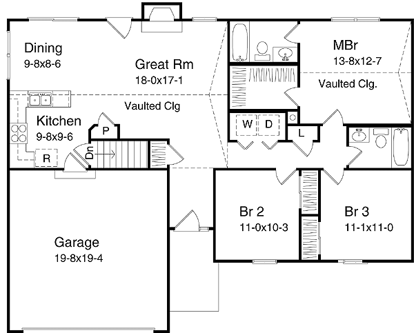 Plan 2201SL: Efficient Ranch House Plan - Floor Plan - Main Level - Ranch, Traditional