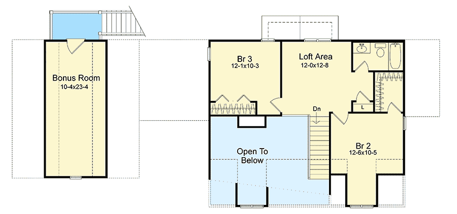 Plan 22026SL: Loft and Bonus Room - Two Plusses - Floor Plan - 2nd Floor - Country, Farmhouse, Traditional