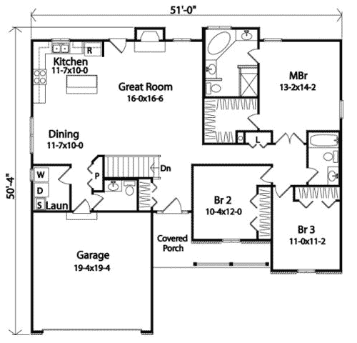 Plan 22044SL: Cheerful Ranch House Plan - Floor Plan - Main Level - Country, Southern