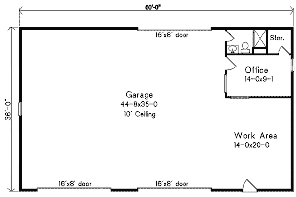 Plan 22047SL: 4-Car Drive-Thru with Office - Floor Plan - Main Level