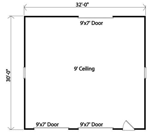 Plan 22049SL: Detached Drive-Thru Garage Plan - 960 Sq Ft - Floor Plan - Main Level