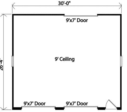Plan 22055SL: Hip Roof Drive-Thru Garage - Floor Plan - Main Level