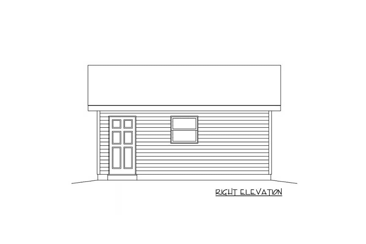 Plan 22057SL: Detached 2-Car Garage with Overhead Doors in Front and Back - 400 Square Feet - Image #4