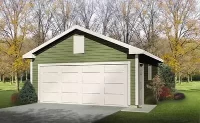 Detached 2-Car Garage with Overhead Doors in Front and Back - 400 Square Feet