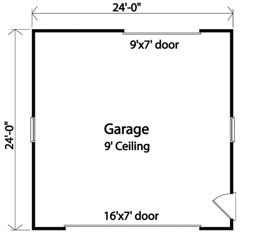 Plan 22062SL: Detached 2-Car Garage with 24-Foot Footprint - 576 Square Feet - Floor Plan - Main Level
