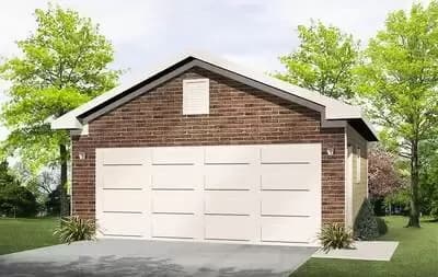 Detached 2-Car Garage with Front and Rear Overhead Doors - 484 Sq Ft