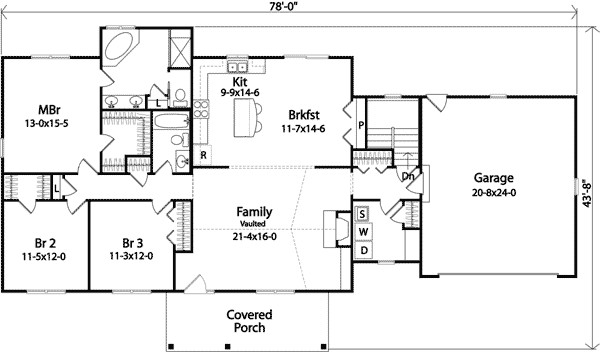 Plan 22076SL: Spacious Ranch - Floor Plan - Main Level - Ranch