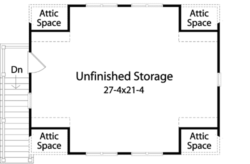 Plan 22077SL: Shingle-style Garage with Storage Room - Floor Plan - 2nd Floor