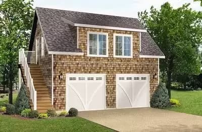 Shingle-style Garage with Storage Room