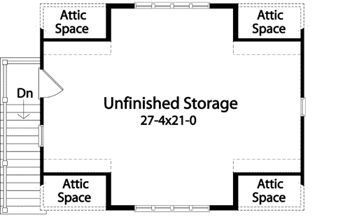 Plan 22078SL: Shingle-style Garage with Storage Above - Floor Plan - 2nd Floor