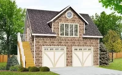 Shingle-style Garage with Storage Above