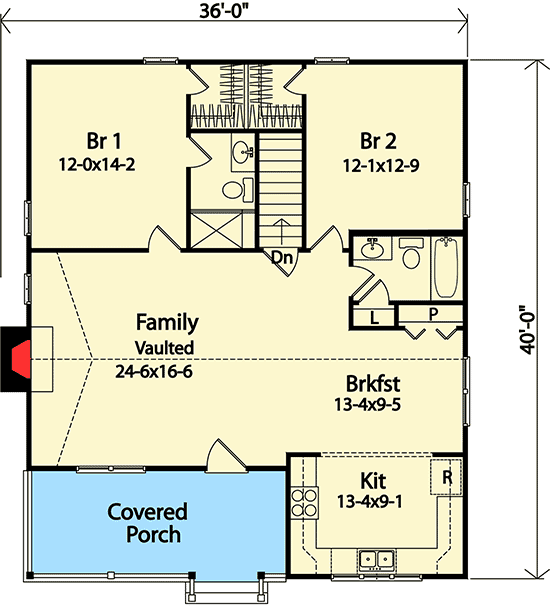Plan 22079SL: Vaulted Ceilings - Floor Plan - Main Level - Cottage, Country
