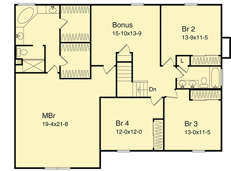 Plan 2208SL: Economical 2-Story Home Plan - Floor Plan - 2nd Floor - Country, Traditional