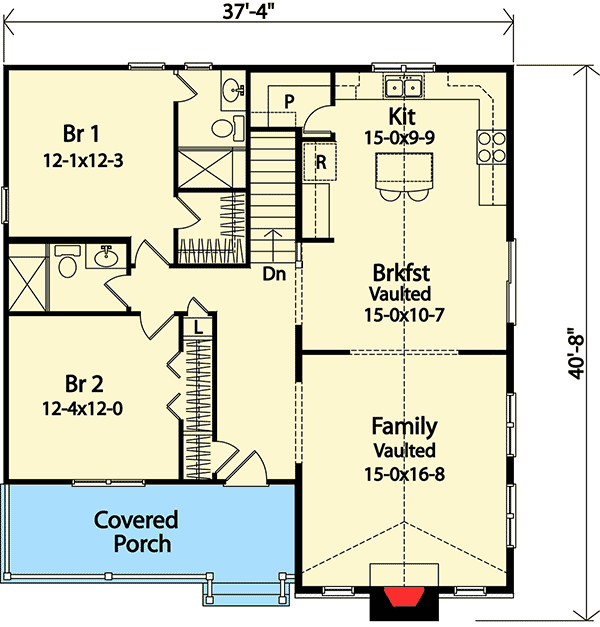 Plan 22080SL: Vacation Cottage or Retirement Plan - Floor Plan - Main Level - Cottage, Country