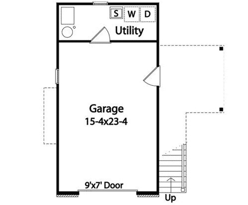Plan 22100SL: Narrow Lot Garage with 500 Square Foot Apartment Above - Floor Plan - Main Level - Carriage