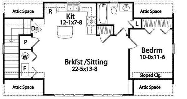 Plan 22116SL: One Bedroom Carriage House Plan - Floor Plan - 2nd Floor - Carriage