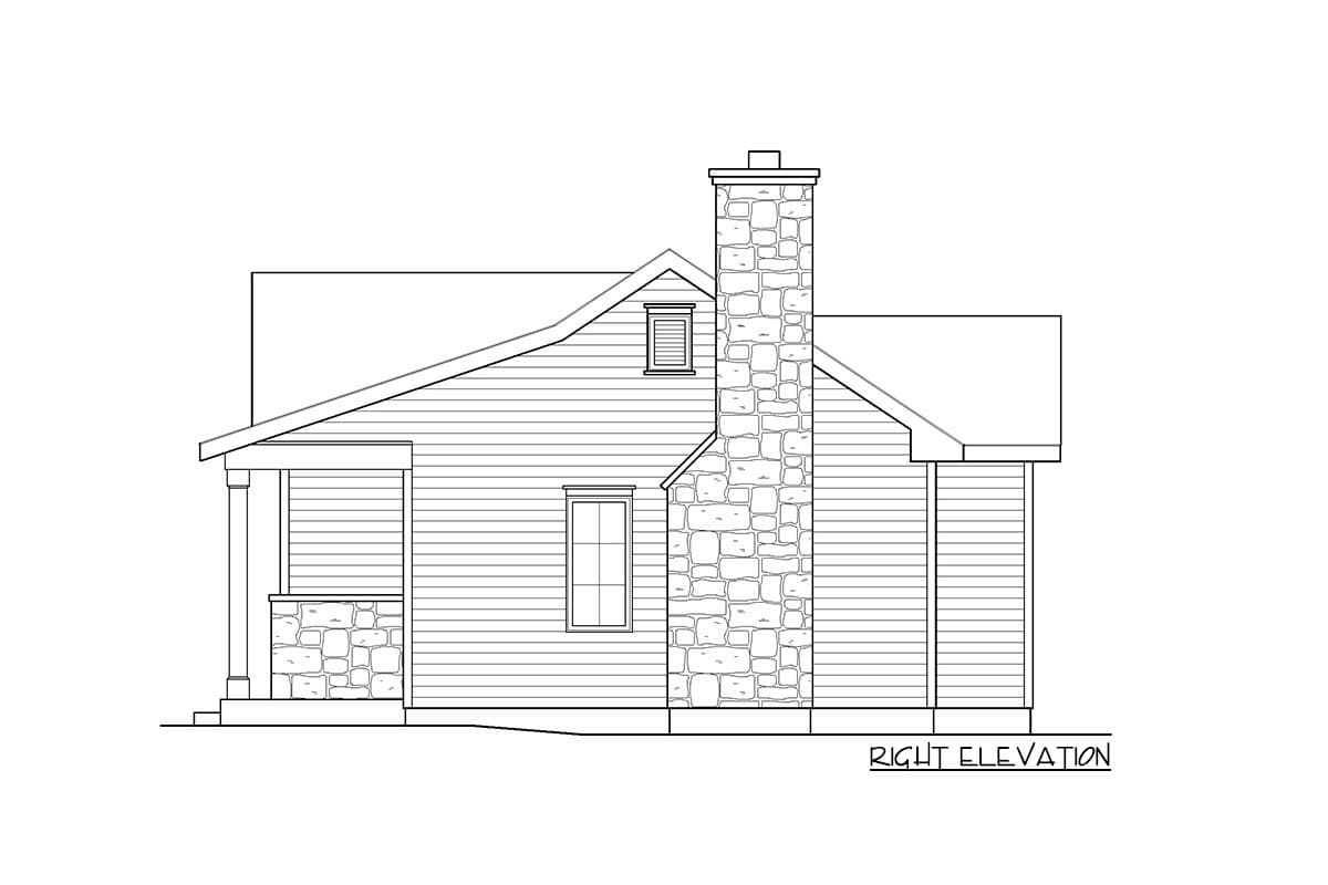 Plan 22119SL: One Bed Cottage With Fireplace  - Image #5 - Cottage