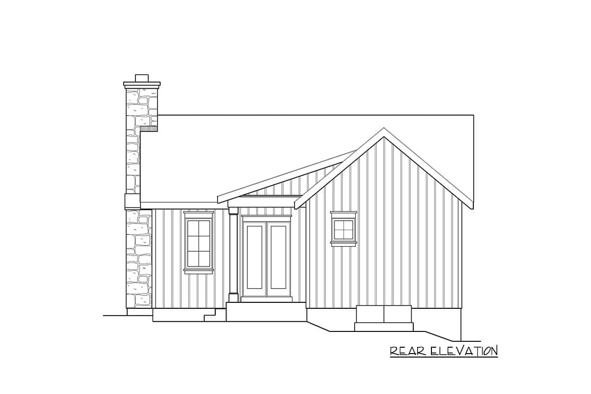 Plan 22124SL: Rustic One Bedroom Cabin House Plan - Image #4 - Bungalow, Cottage, Rustic, Vacation