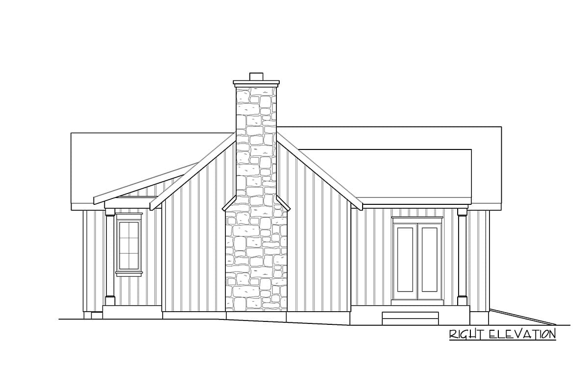 Plan 22124SL: Rustic One Bedroom Cabin House Plan - Image #5 - Bungalow, Cottage, Rustic, Vacation