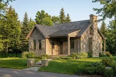 Rustic One Bedroom Cabin House Plan