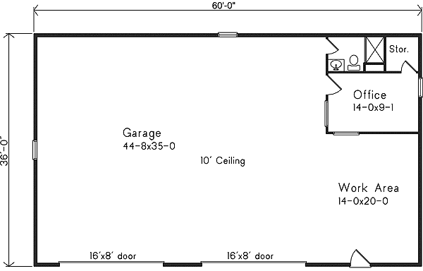 Plan 2213SL: Four-Car Garage with Work Area & Bath - 2160 Sq Ft - Floor Plan - Main Level - Traditional