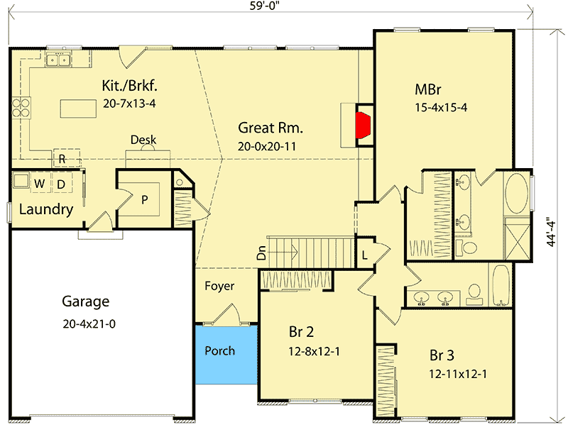 Plan 2223SL: Spacious Ranch - Floor Plan - Main Level - Ranch, Traditional
