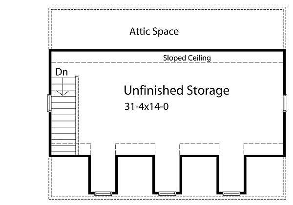 Plan 2226SL: Two-Car 832 Sq Ft Garage with 527 Sq Ft Unfinished Loft  - Floor Plan - 2nd Floor
