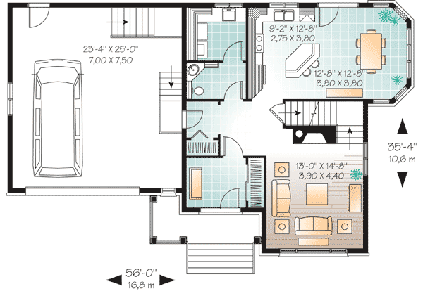 Plan 22300DR: 4-Bed House Plan with a Classy Facade and a 2-Car Garage - Floor Plan - Main Level - Traditional