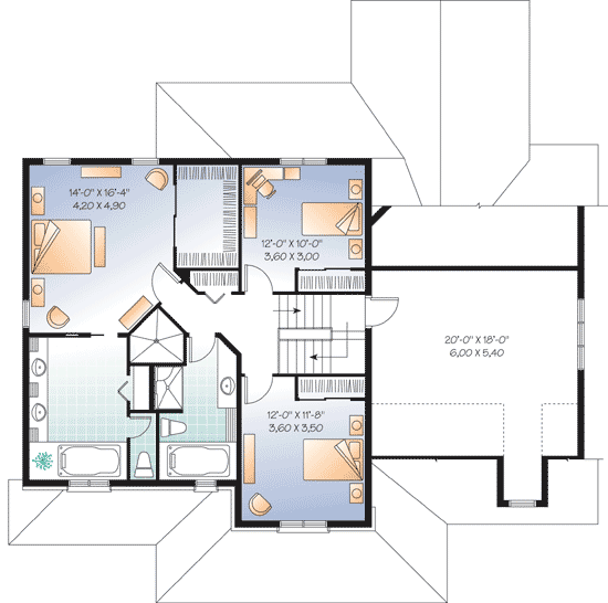 Plan 22301DR: Country Home Plan with Great 4 Season Sunroom - Floor Plan - 2nd Floor - Country