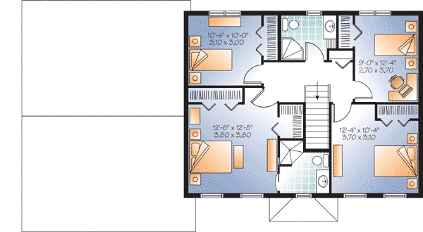 Plan 22304DR: Traditional Home Pan with 4 Upstairs Bedrooms - Floor Plan - 2nd Floor - Colonial, Northwest, Traditional