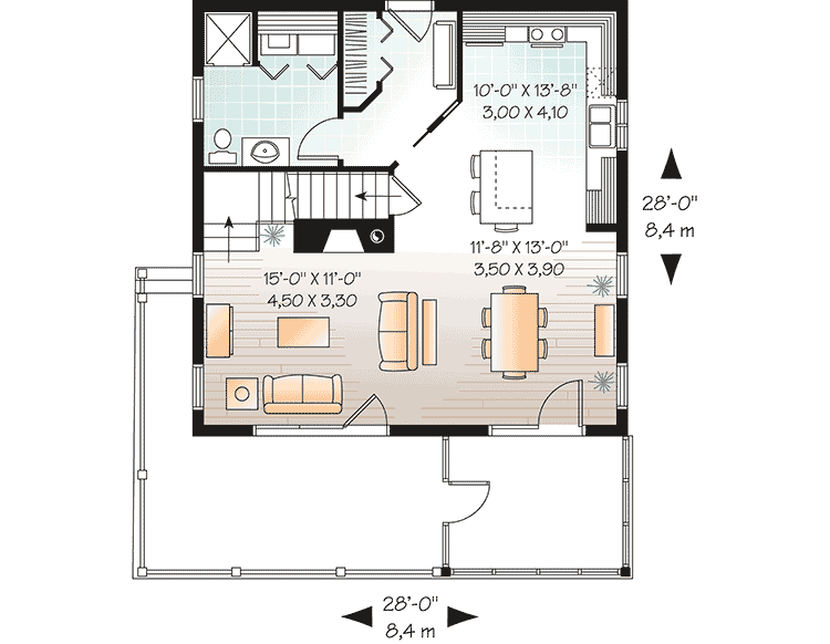 Plan 22311DR: Nature-Embracing Vacation Escape with a Screened Porch - Floor Plan - Main Level - Cottage, Northwest, Vacation