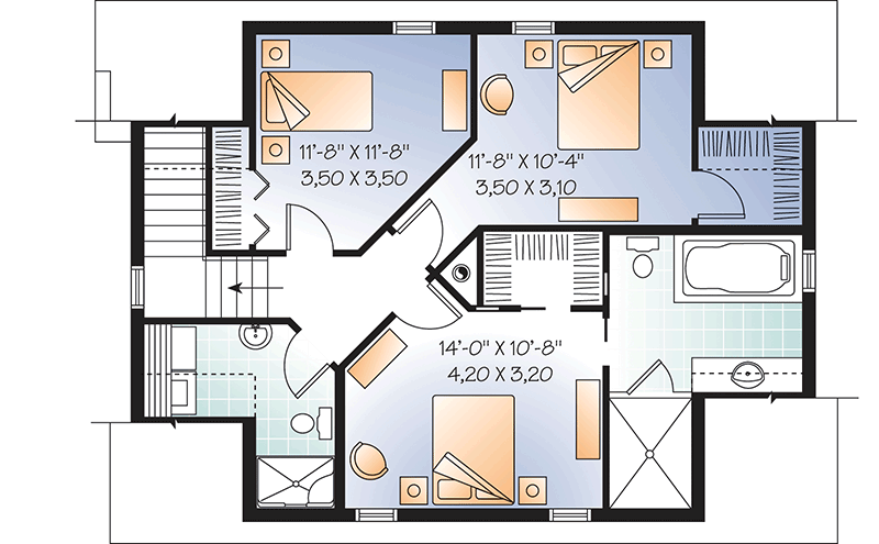 Plan 22313DR: Shed Dormered Getaway - Floor Plan - 2nd Floor - Cape Cod, Cottage, Country, Vacation