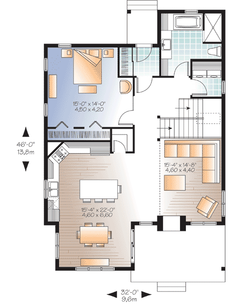 Plan 22320DR: Country Cottage Home Pan with an Outdoor Fireplace - Floor Plan - Main Level - Cottage, Country, Southern, Traditional