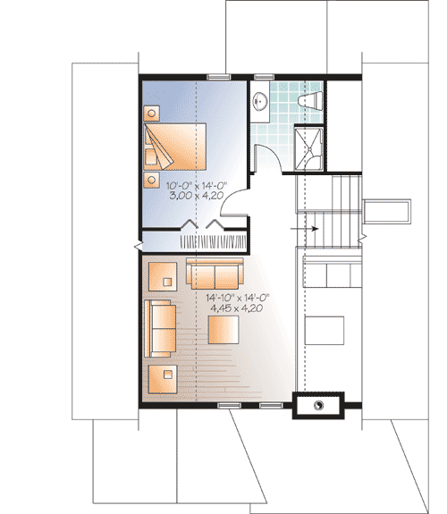 Plan 22320DR: Country Cottage Home Pan with an Outdoor Fireplace - Floor Plan - 2nd Floor - Cottage, Country, Southern, Traditional