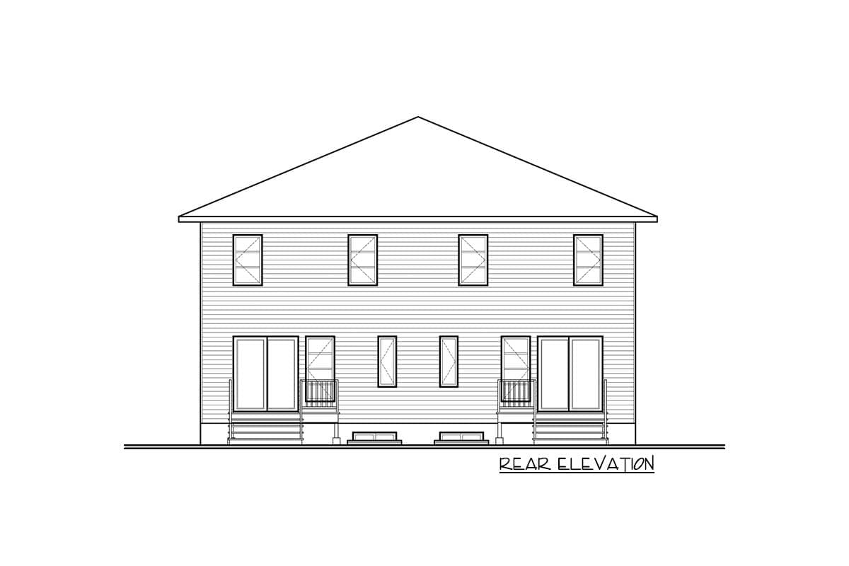 Plan 22327DR: 40-Foot-Wide Duplex House Plan with 3 Bed Units - 1553 Sq Ft and 1597 Sq Ft - Image #4