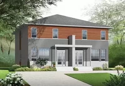 40-Foot-Wide Duplex House Plan with 3 Bed Units - 1553 Sq Ft and 1597 Sq Ft