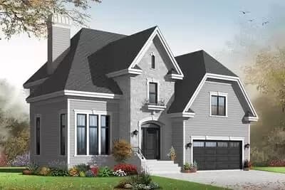 Four Bedroom House Plan with Two Story Living Room