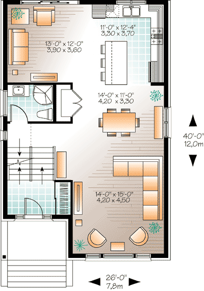 Plan 22337DR: 3-Bed Modern Home Pan with a Drive Under Garage - Floor Plan - Main Level - Modern, Northwest