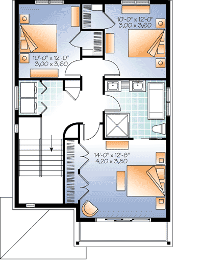 Plan 22337DR: 3-Bed Modern Home Pan with a Drive Under Garage - Floor Plan - 2nd Floor - Modern, Northwest
