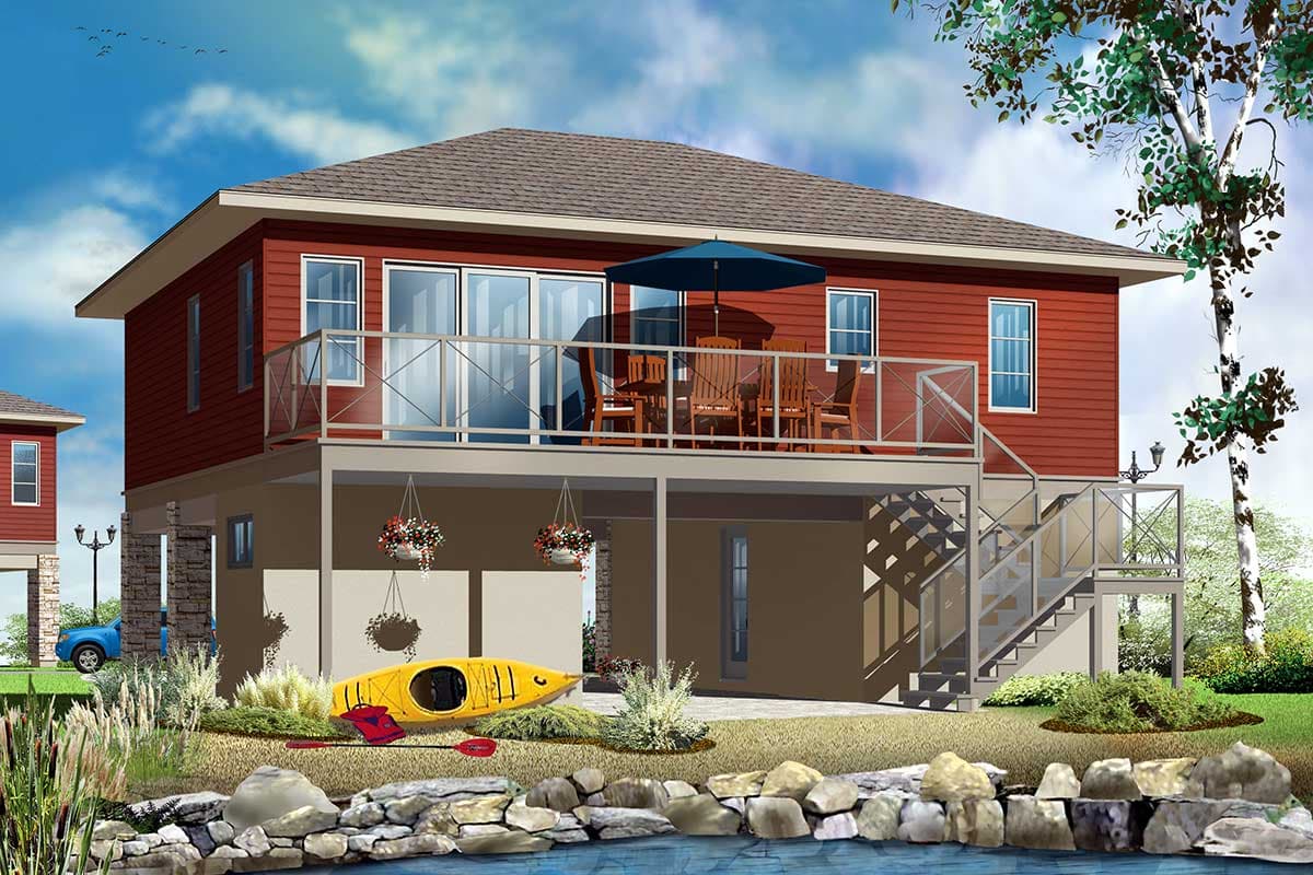 Plan 22340DR: Elevated 2-Bed House Plan for Flood Prone Areas - Image #4 - Beach, Coastal, Low Country, Vacation