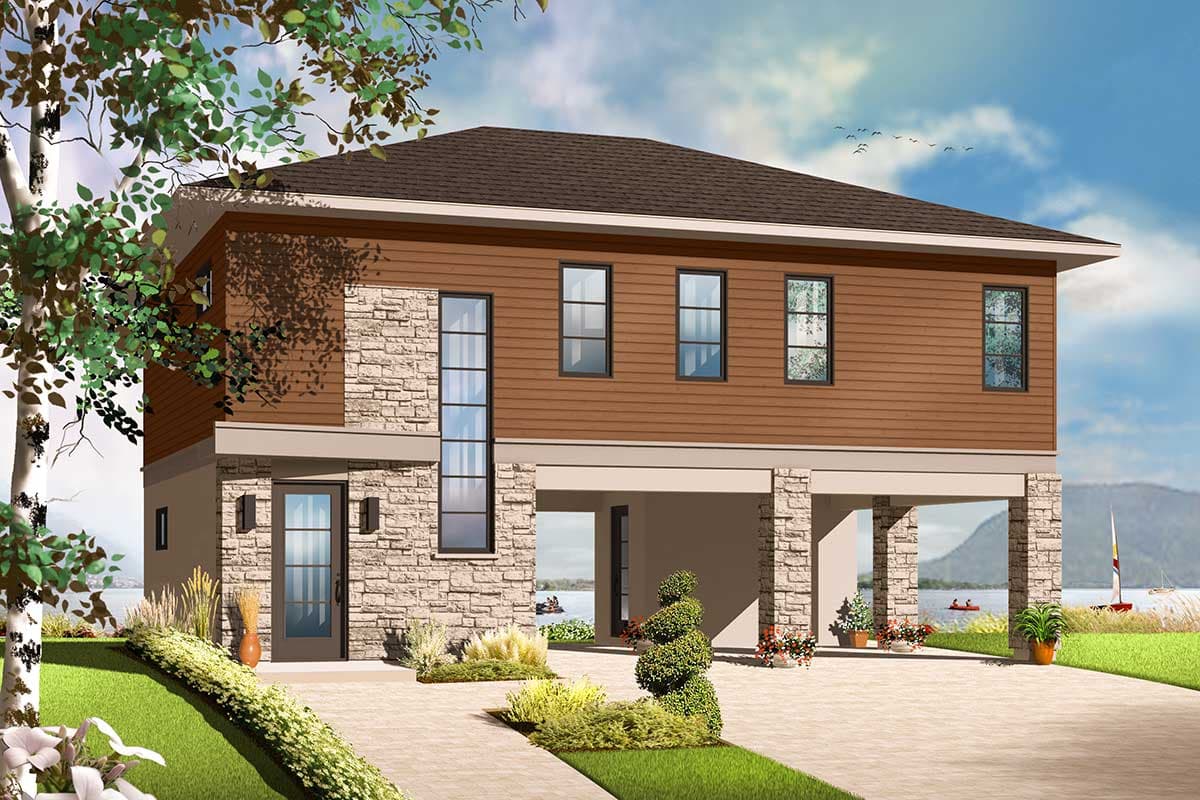 Plan 22340DR: Elevated 2-Bed House Plan for Flood Prone Areas - Image #5 - Beach, Coastal, Low Country, Vacation