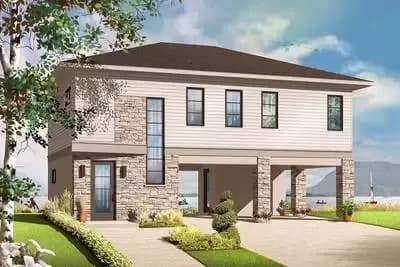 Elevated 2-Bed House Plan for Flood Prone Areas