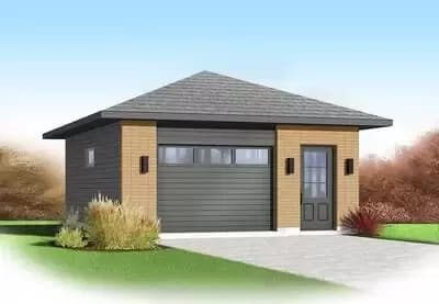 Contemporary 1-Car Detached Garage Plan - 480 Sq Ft