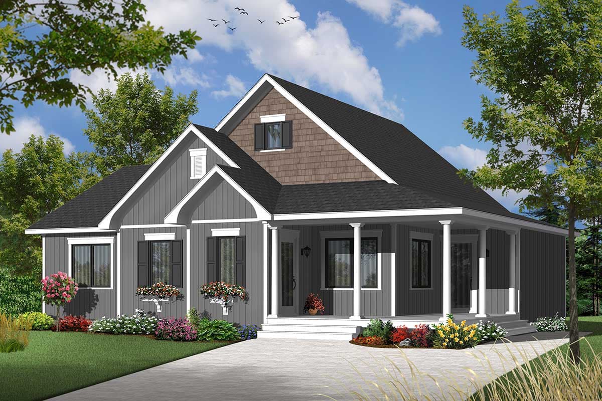Plan 22347DR: 3 Bedroom Or 2 And Office - Image #4 - Cottage, Country