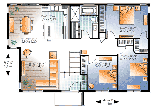 Plan 22348DR: Sleek-Lined 3 Bed Contemporary Home Plan - Floor Plan - Main Level - Contemporary, Northwest