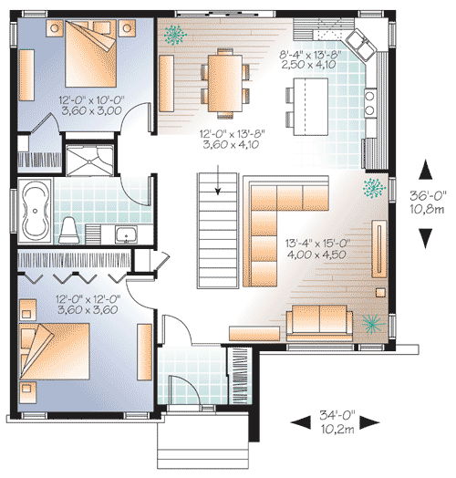 Plan 22351DR: Cozy Contemporary - Floor Plan - Main Level - Contemporary, Northwest