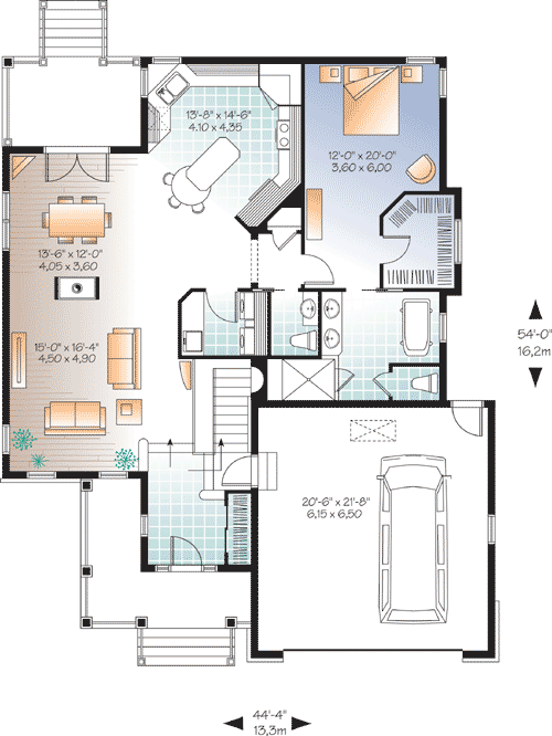 Plan 22352DR: 3 Bedroom Baby Boomer Home Plan - Floor Plan - Main Level - Cottage, Country, Traditional