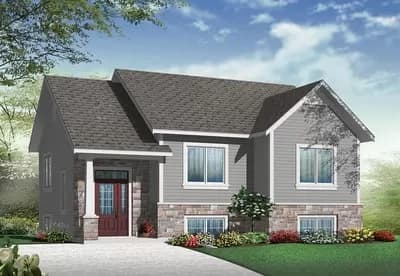 Small Split Level Home Plan - 1040 Sq Ft