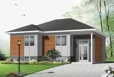Contemporary Split Level House Plan - 1040 Sq Ft